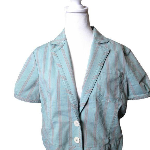 Robert Graham Women's Large Striped 3 Button Closure Top Blouse Short Sleeve - Picture 2 of 8